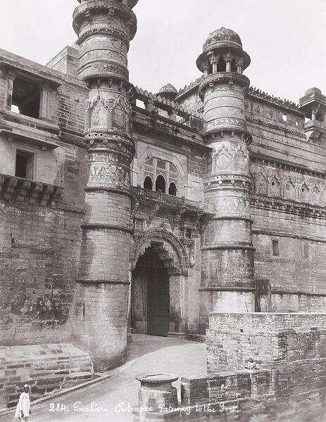 Late 19th century photograph: Entrance to the fort, Gwalior, India