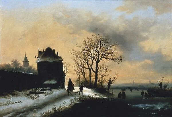 LEEUW, Alexis de (ca. 1848-1883). Winter scene