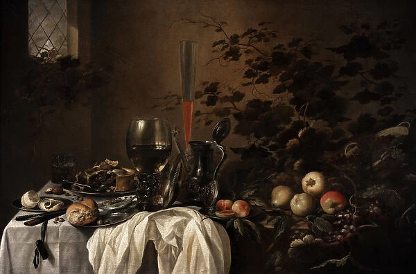 Still life with fruits and glasses by Pieter Claesz (1597-16