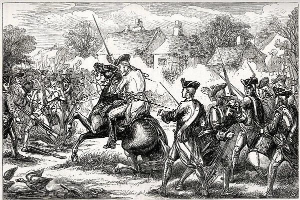 Major John Pitcairn entering Lexington in the early morning of 19 April 1775