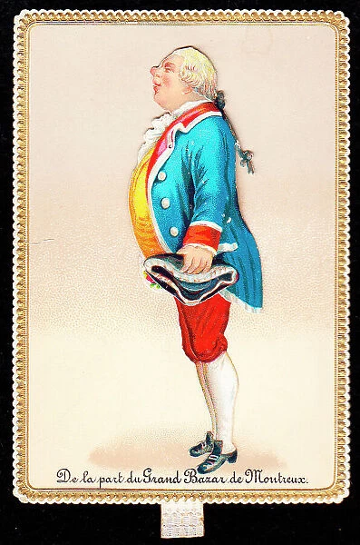 Man in livery on a Swiss greetings card