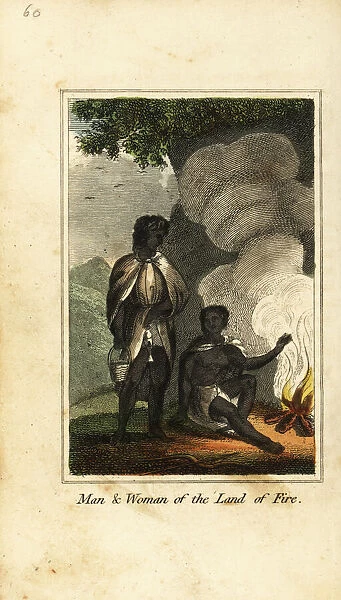 Man and woman of the Land of Fire or Tierra del Fugo, 1818