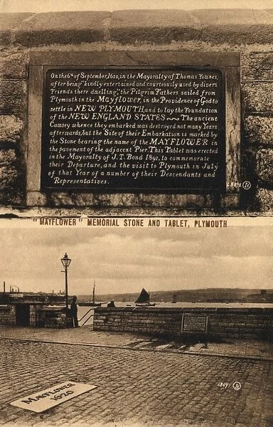 Mayflower memorial stone and Tablet, Plymouth, England