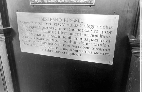 Memorial to Bertrand Russell, philosopher and author