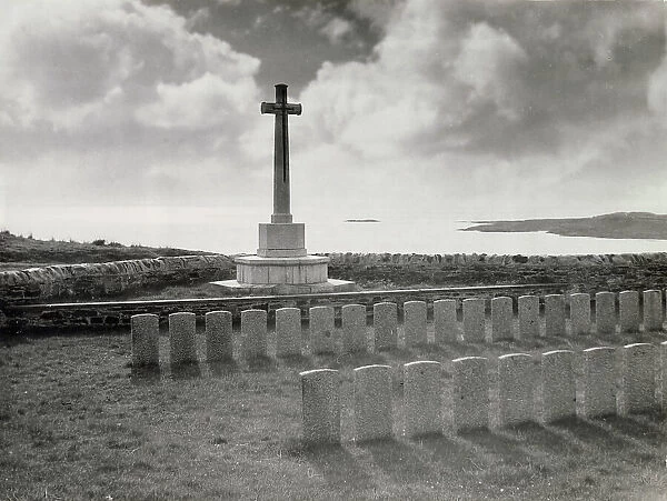 Memorial Cross on Islay, Hebrides; to the men of the 'Otranto', wrecked on this coast in 1917. Most gravestones read 'Unknown sailor, known only to God'. Date: 20th century
