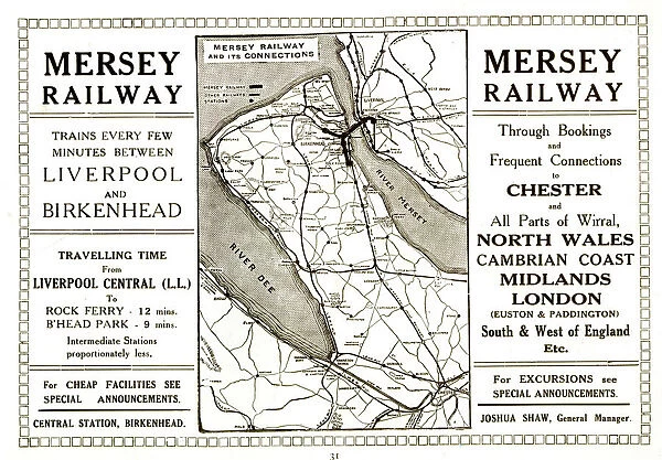 Mersey Railway Map, Liverpool and Birkenhead