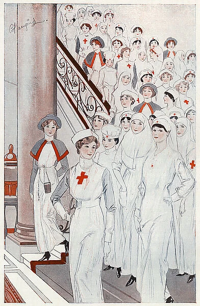 Ministering angels, 1915 - nurses by Blampied