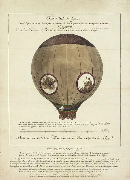 Montgolfier balloon, ascent over Lyons, France