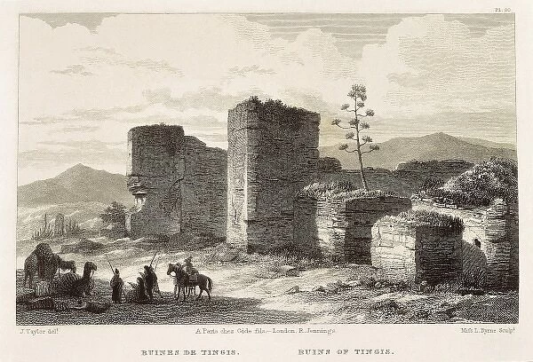 Morocco (19th c. ). Ruins of Tingis. Etching