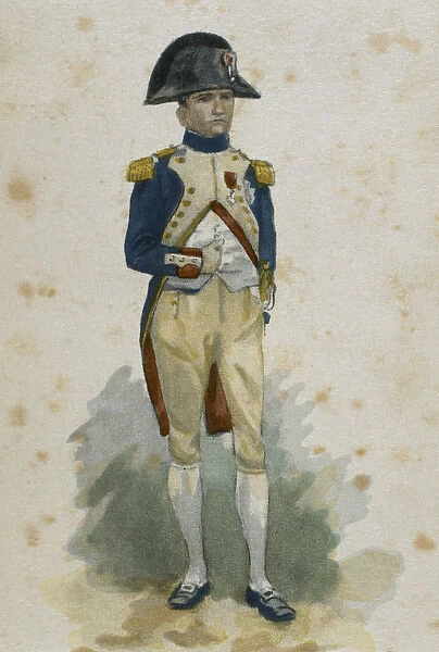 Napoleon Bonaparte (1769-1821). Portrait. Engraving. Color