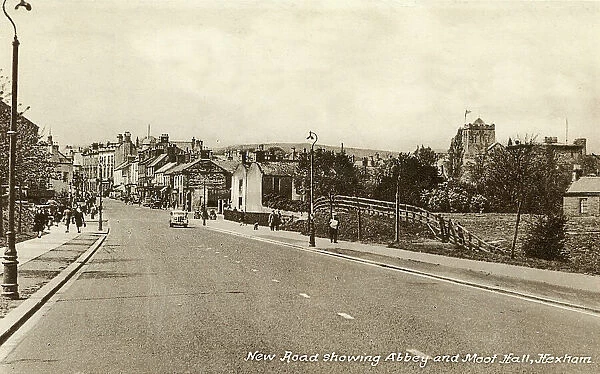New Road showing Abbey and Moot Hall, Hexham