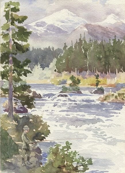 Norway. Scout fishing, sketched in Norway,. August 1912