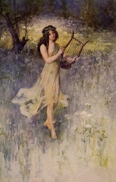 A nymph with a lyre
