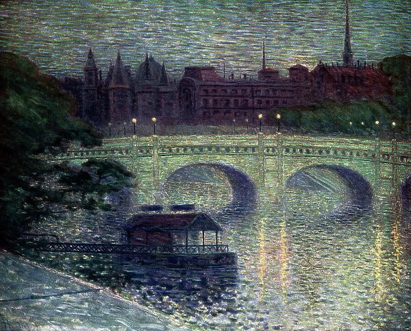 Paris. An oil painting showing Pont Neuf, the oldest standing bridge spanning