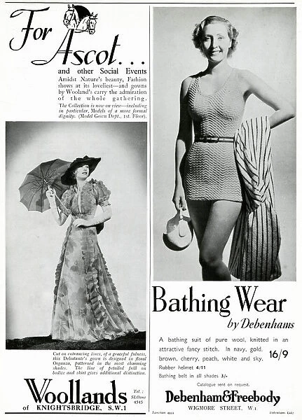 Page of Fashion adverts 1937
