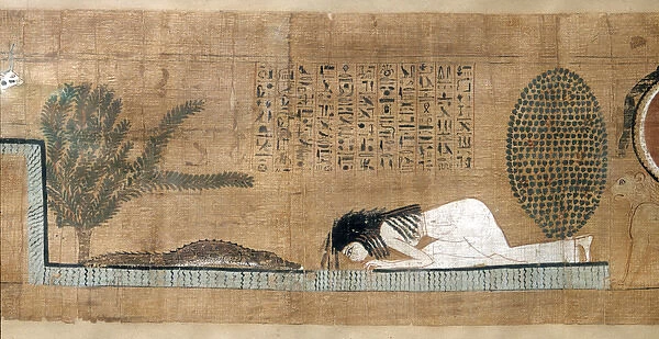Papyrus Scroll of Girl and Crocodile