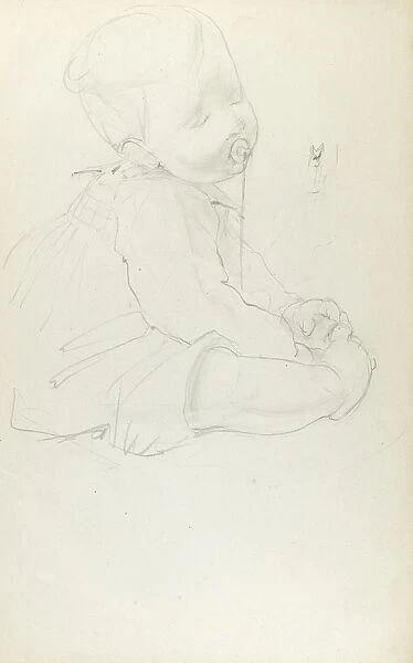 Pencil sketch of baby with dummy