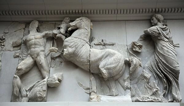 Pergamon Altar. Horse of Helios carriage attacking a giant