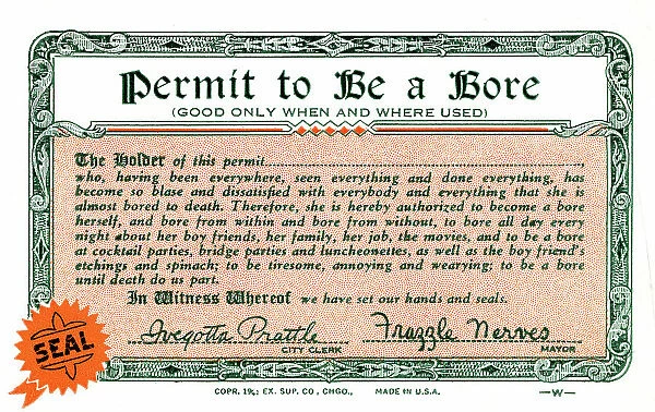 Permit to Be a Bore