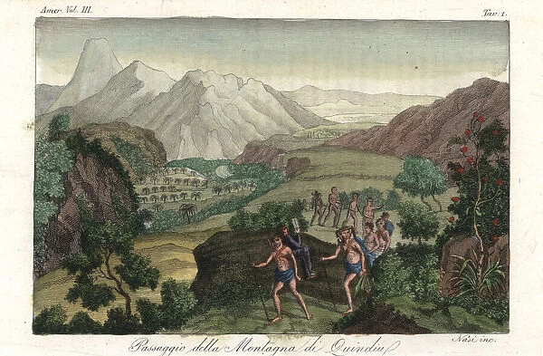 Pijao Native Americans on a passage through the Andes