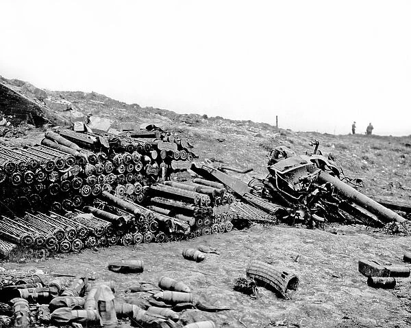 Remains of German gun and ammunition, WW1