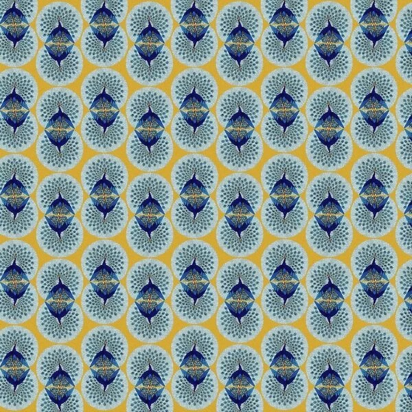 Repeating Pattern - peacocks, yellow