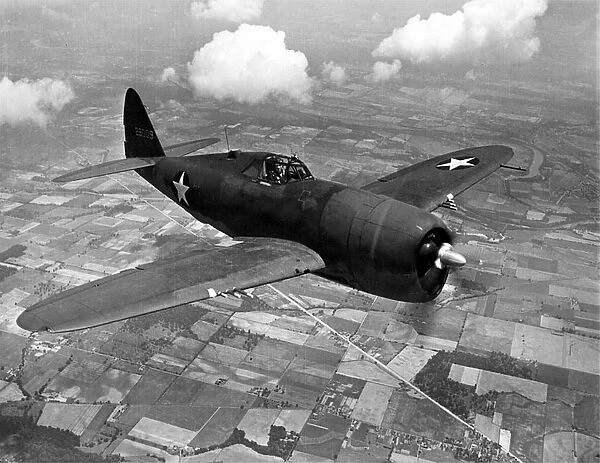 Republic P-47 (forward view) aloft from above