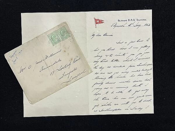 RMS Titanic, and Olympic, Henry Tingle Wilde, letter