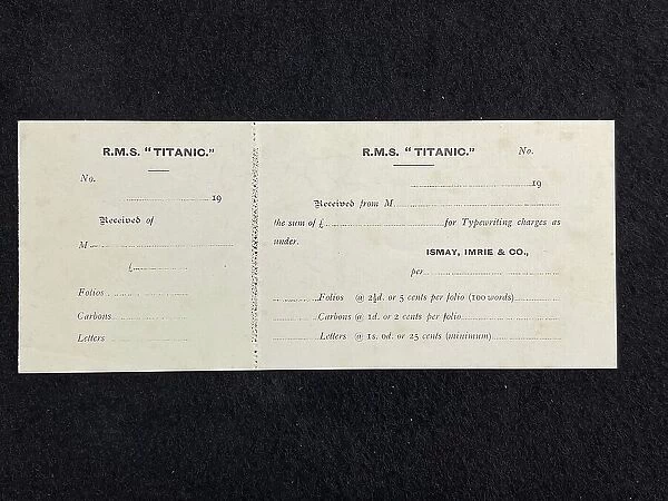 RMS Titanic, receiptand stub