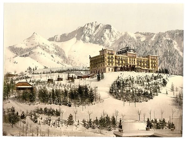 Rochers de Naye, and Hotel de Caux, in winter, Geneva Lake