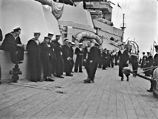 Sailors on the deck of a ship