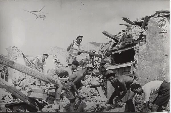 Scouts clearing ruins in Zakynthos, Greece