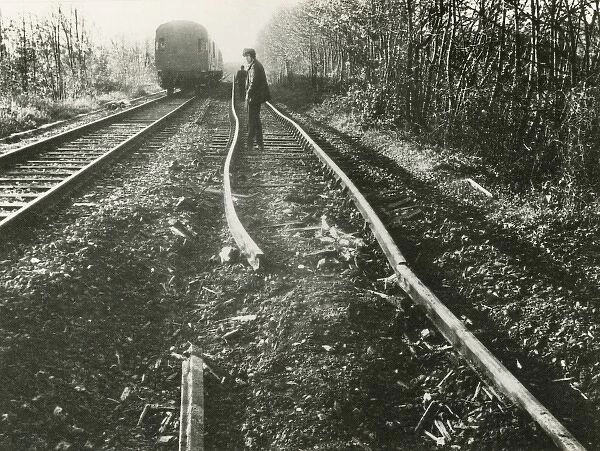 Section of track after a derailment