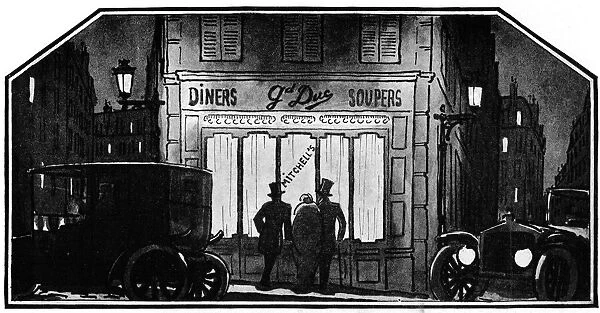 A sketch of the exterior of Mitchells nightlub, Paris, 1923