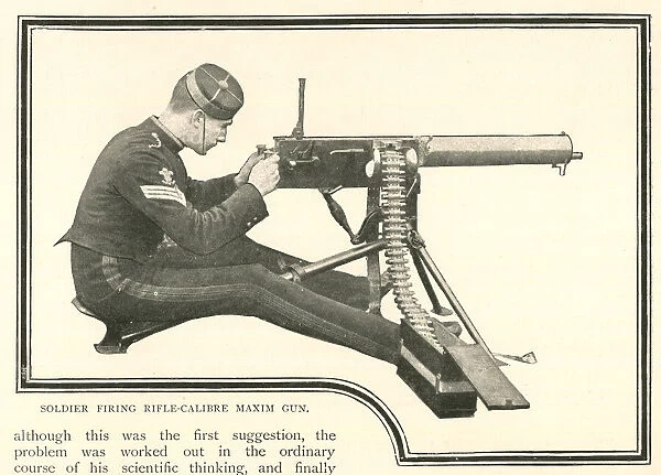 Soldier firing rifle-calibre Maxim Gun