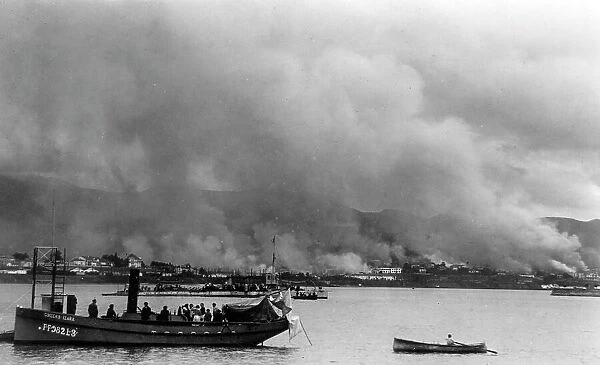 Spanish Civil War - Battle of Irun - Smoke from fires