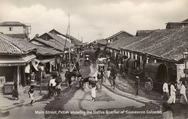 Sri Lanka - Main Street at Pettah with local shops