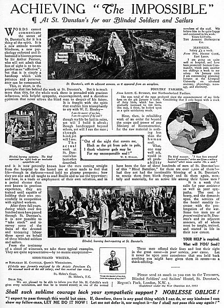 St Dunstans Hostel advertisement, WW1