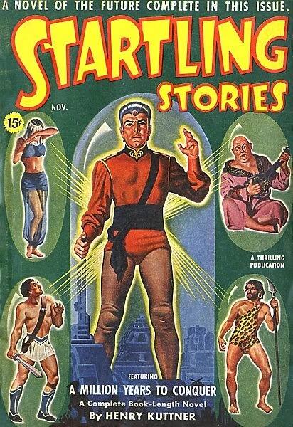 Startling Stories scifi magazine cover, Million years to conquer