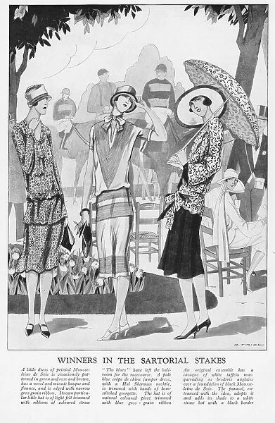 Three summer frocks suitable for a day at the races, Paris