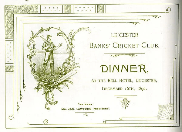 Ticket, Banks Cricket Club Dinner, Bell Hotel, Leicester