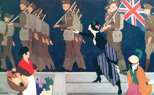 Tipperary. A poster design showing a band of marching soldiers in uniform