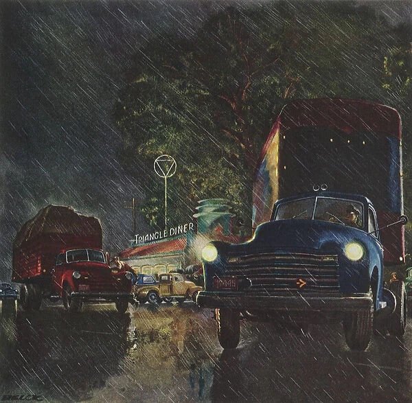 Truckers Leave Diner Date: 1950
