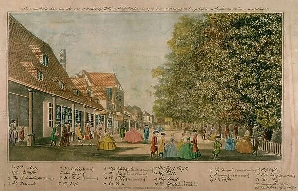 Tunbridge Wells, Kent: eminent visitors to the Pantiles, including Dr Johnson and David Garrick Date: 1748