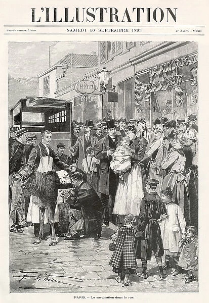 Vaccinating against smallpox in a street in Paris Date: 1893