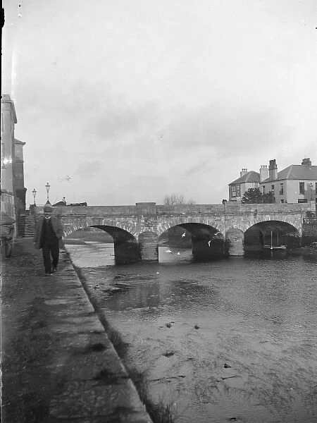 View of the New Bridge, Haverfordwest, South Wales