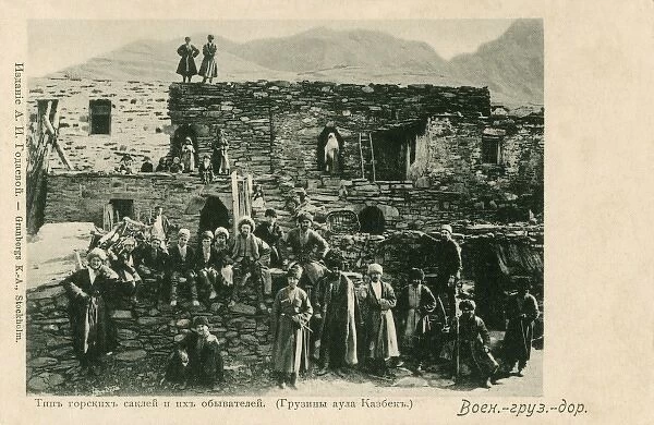 Villagers on the slopes of Mount Kazbek in North Ossetia