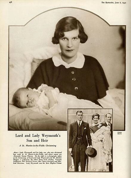Viscount Weymouth, the former Daphne Vivian, pictured with her baby son