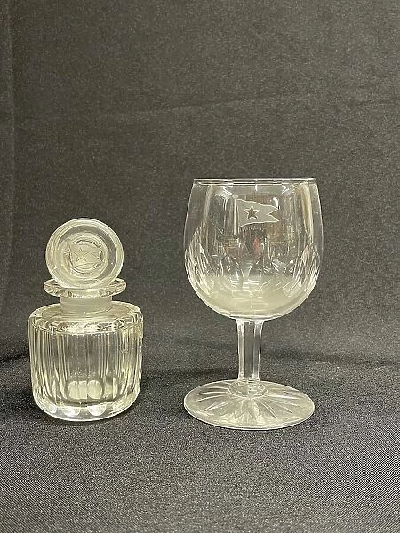 White Star Line, cut glass condiment and wine glass
