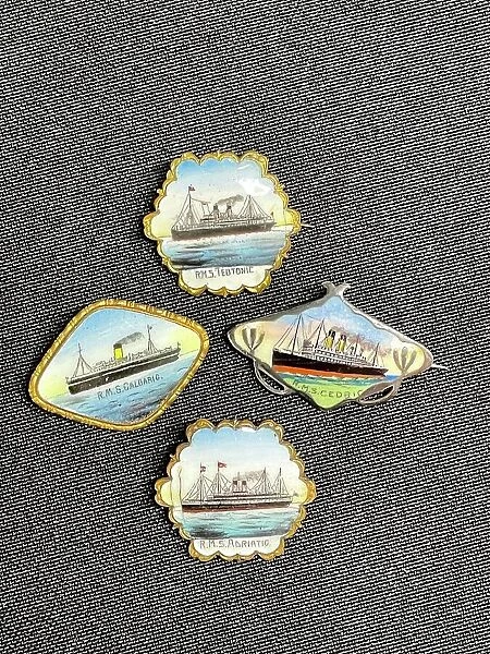 White Star Line, four souvenir enamel lapel badges